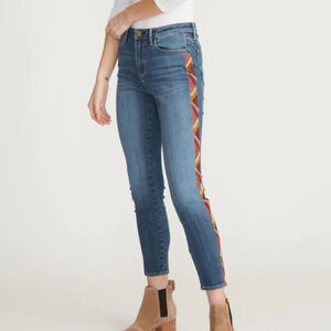 Driftwood Jackie High Rise Skinny Rosie Santina Aztec Embroidered Jeans